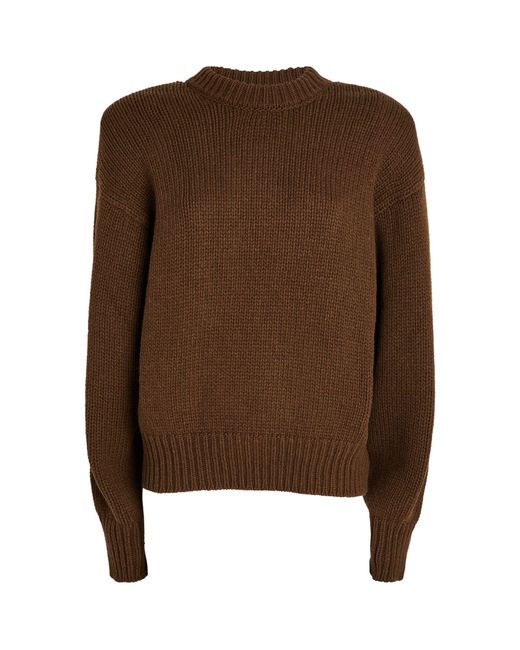 Magda Butrym Brown Cashmere Shoulder-pad Sweater