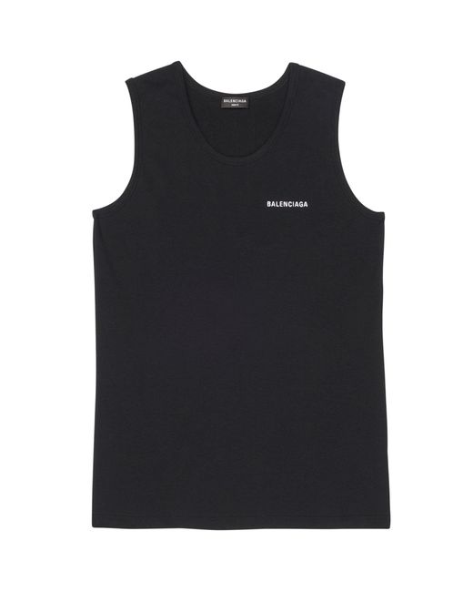 Balenciaga Cotton Sleeveless Logo Tank Top in Black Lyst Canada