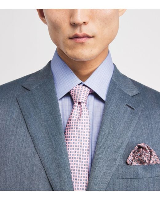 Brioni Blue Cotton Check Shirt for men