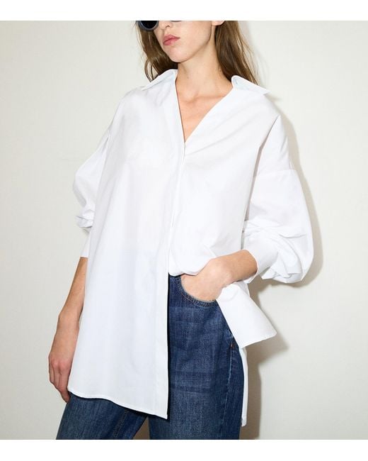 MAX&Co. White Cotton Spread Collar Shirt