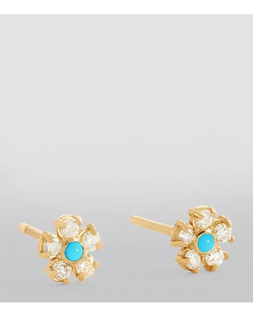 Jennifer Meyer Metallic Diamond And Edith Flower Earrings