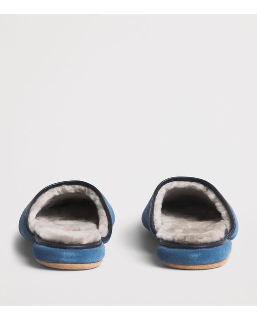 Derek Rose Blue Suede Douglas Slippers for men