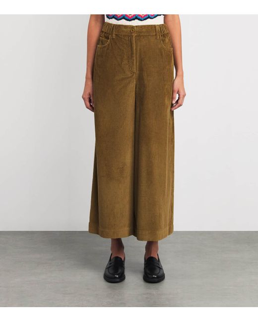 Weekend by Maxmara Green Corduroy Wide-Leg Trousers