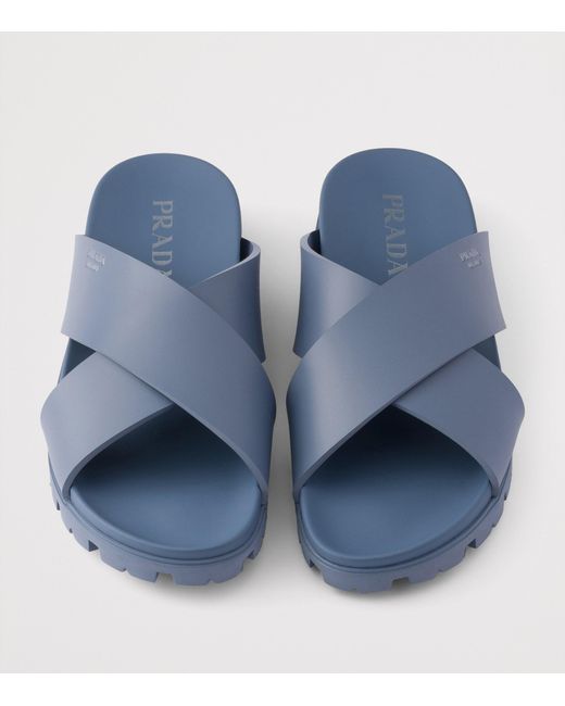 Prada Blue Crossover Sandals for men