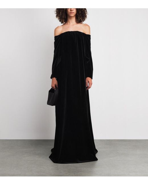 Max Mara Black Velvet Off-The-Shoulder Gown
