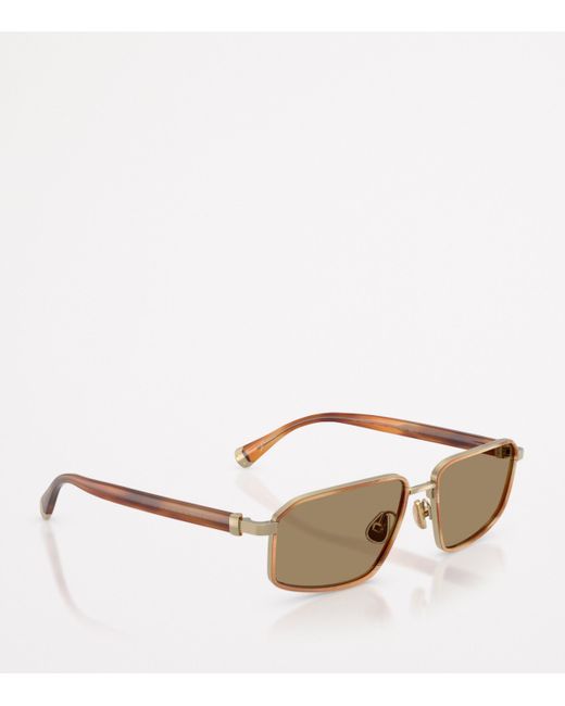 Brunello Cucinelli Natural Titanium Rectangle Jarama Sunglasses for men