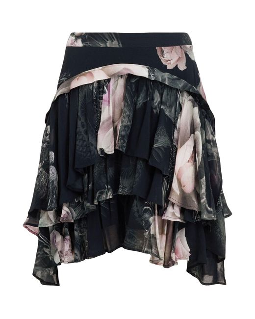 AllSaints Black Valley Print Cavarly Mini Skirt