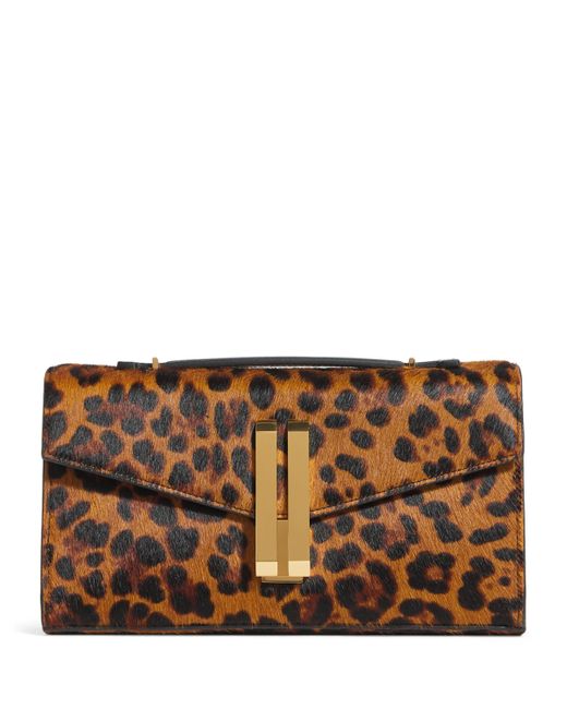 DeMellier London Brown Leopard-Effect Calf Hair Vancouver Clutch