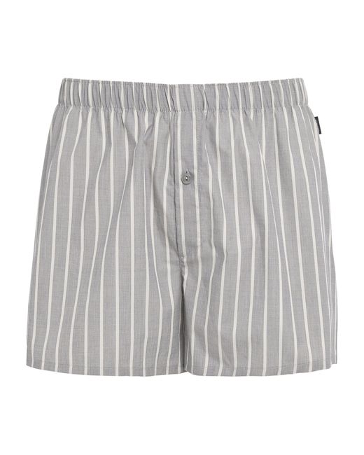 Hanro Gray Cotton Woven Boxer Shorts for men