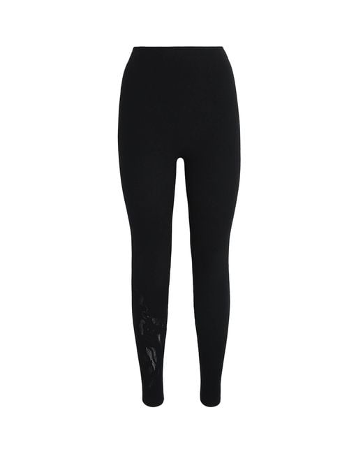 Wolford Black Net-Panel Rose Leggings