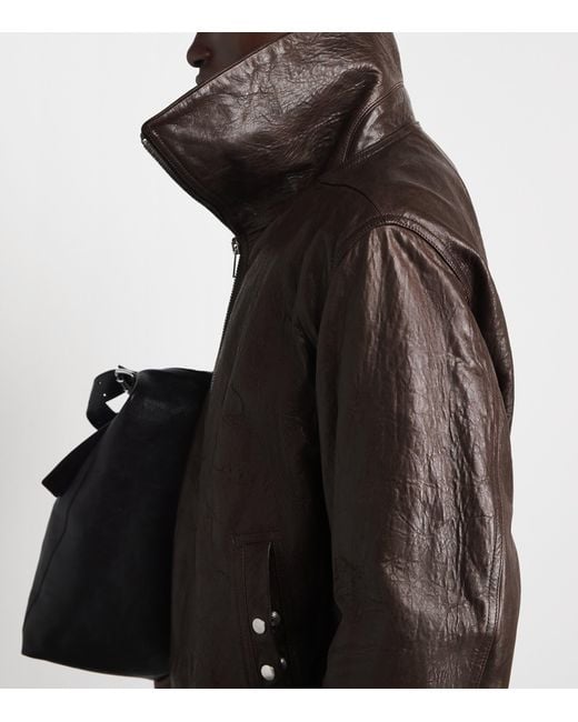 Rick Owens Brown Dracuflight Leather Jacket for men