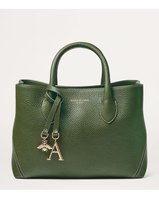 Aspinal Green Midi Leather London Tote Bag