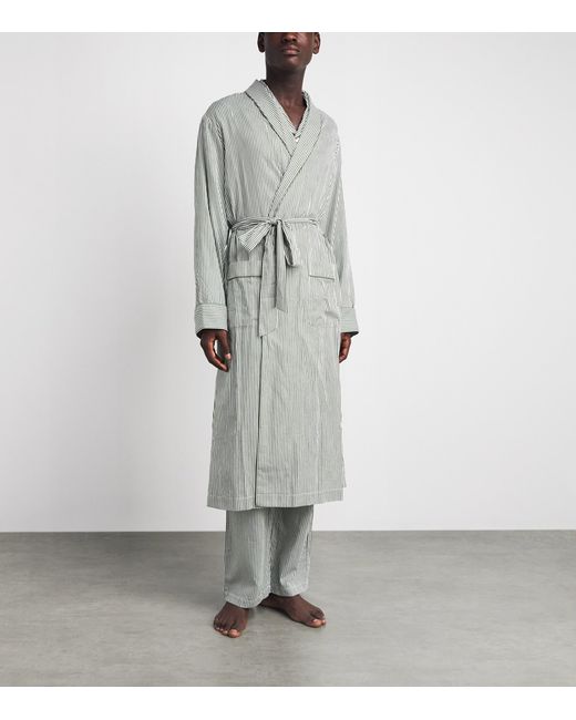 Harrods Gray Cotton Stripe Robe for men
