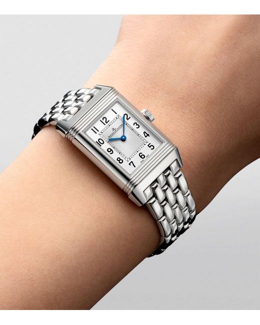 Jaeger-lecoultre White Small Stainless Steel And Diamond Reverso Classic Duetto Watch 21mm