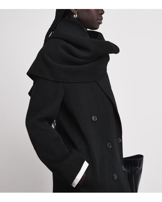Camilla & Marc Black Wool-Blend Scarf-Neck Memoria Coat