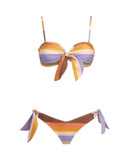 Zimmermann White Solstice Stripe Scarf Bandeau Bikini