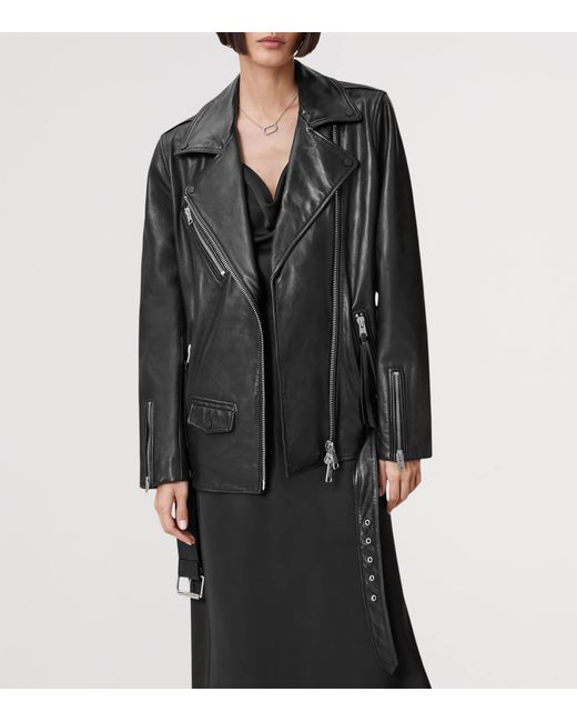 AllSaints Black Leather Billie Biker Jacket