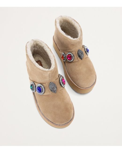 Kurt Geiger Natural Suede Embellished Octavia Boots