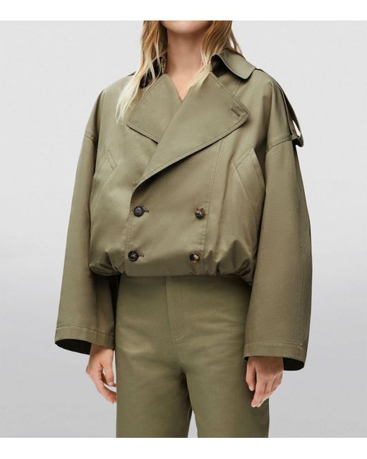 Loewe Green Cotton-blend Trench Bomber Jacket