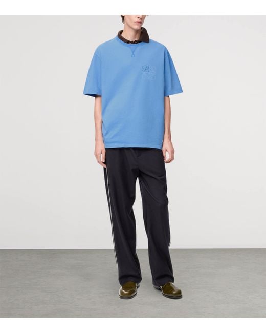 Loewe Blue Cotton-Blend Anagram T-Shirt for men