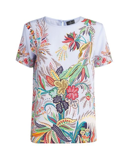 Etro White Silk Paisley T-Shirt