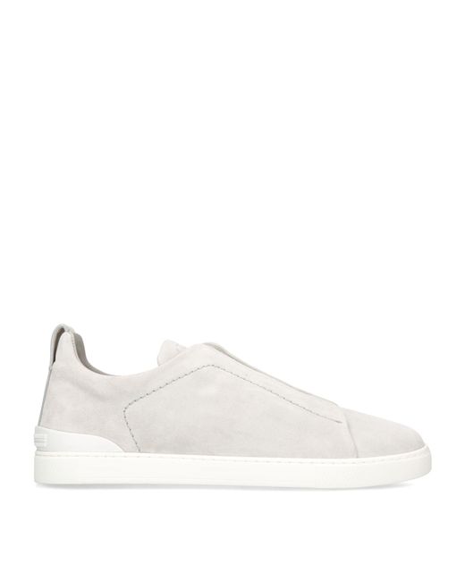 Zegna Natural Suede Triple Stitch Sneakers for men