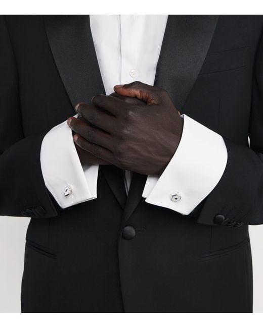 Deakin & Francis White Sterling, Sapphire And Mother-Of-Pearl Cufflinks for men