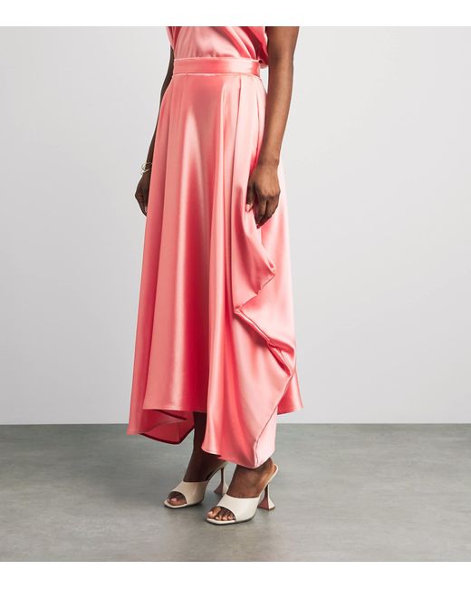Roksanda Pink Satin Amari Midi Skirt