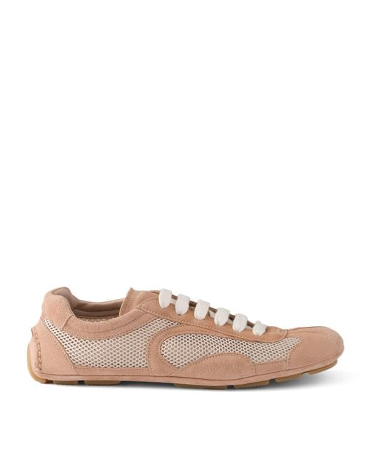 Prada Pink Suede And Mesh Montecarlo Re-Edition 2005 Sneakers