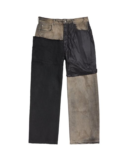 Rick Owens Gray Patchwork Straight Jeans for men