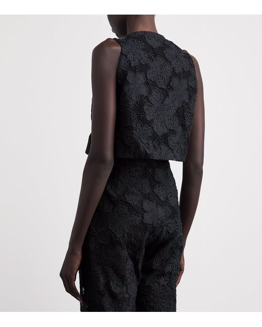 Sandro Black Embroidered Guipure Top
