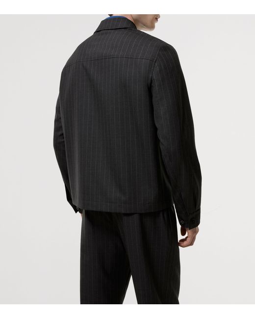 Burberry Black Wool Pinstripe Bloomsbury Harrington Jacket for men