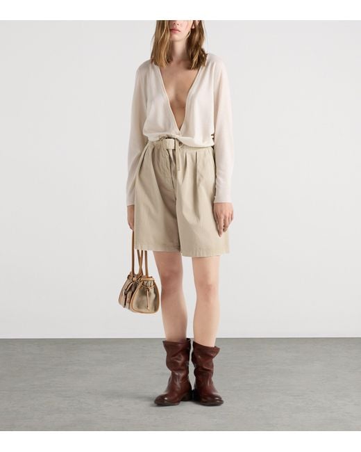 Prada Natural Cotton Gabardine Shorts