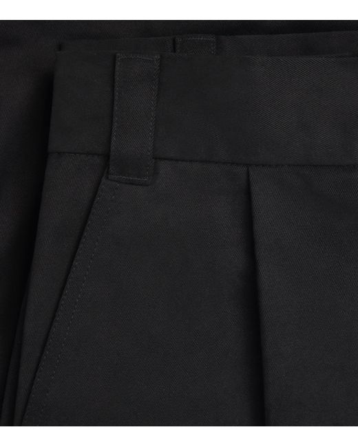 Studio Nicholson Black Cotton Pleated Sorte Trousers for men