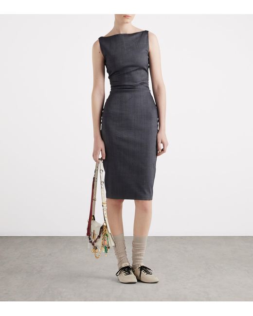 Prada Black Mohair-Blend Midi Dress