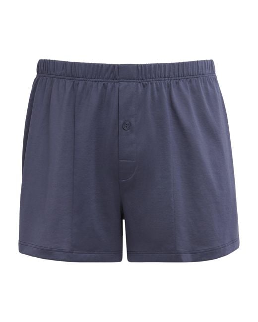 Hanro Blue Cotton Boxer Shorts for men