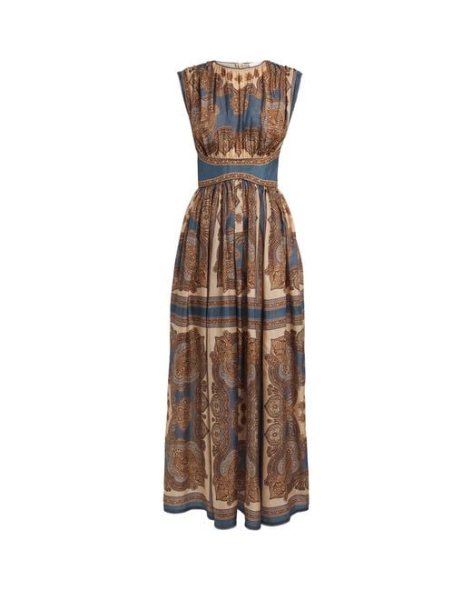 Zimmermann Brown Silk Mahon Printed Maxi Dress
