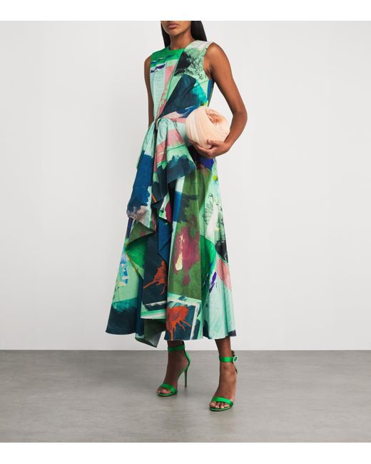 Roksanda Green Cotton Bow-Detail Nura Midi Dress