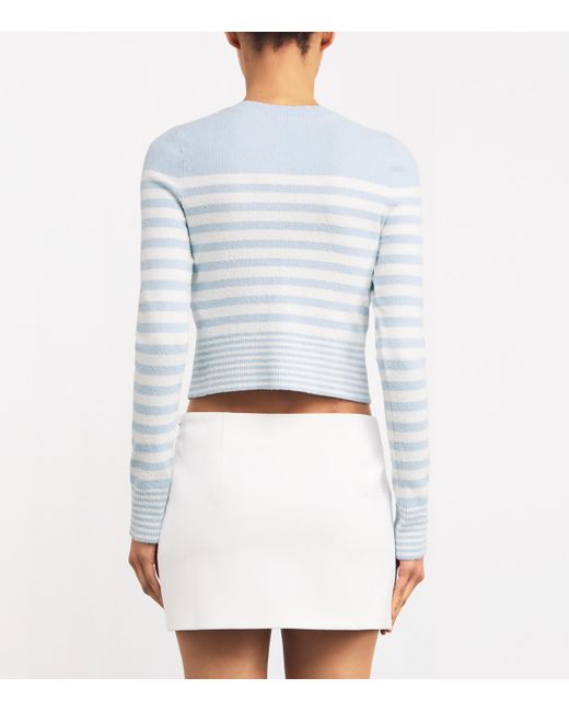 Sandro Blue Terry-Knit Striped Cardigan