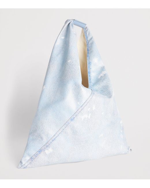 MM6 by Maison Margiela Blue Denim-Effect Classic Japanese Tote Bag for men