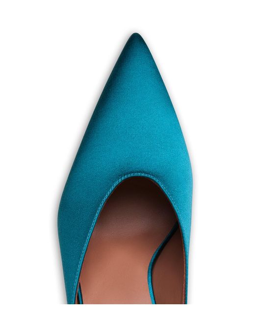 Alaïa Blue Satin Cube Wedge Mules 75