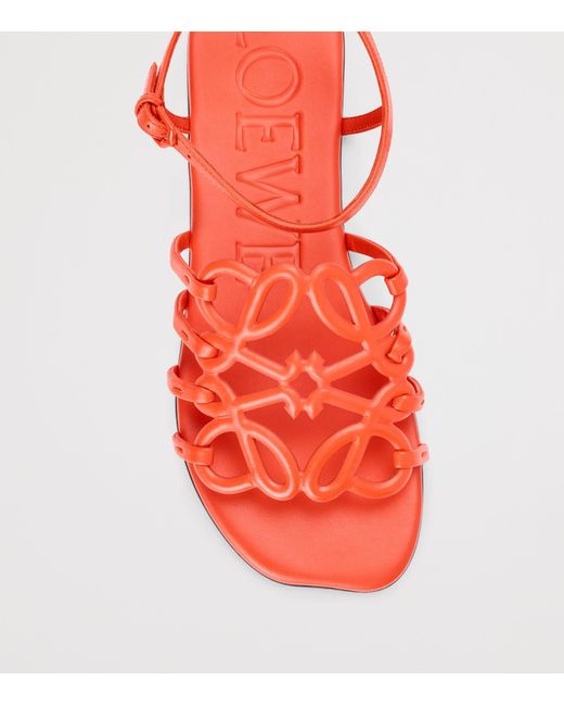 Loewe Red X Paula's Ibiza Leather Petal Anagram Sandals