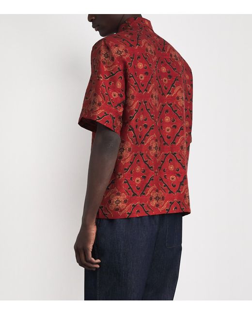 Kartik Research Red Cotton Printed Short-Sleeve Shirt for men