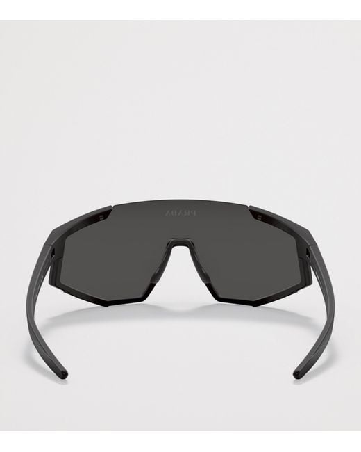 Prada Linea Rossa Gray Shield Pillow Sunglasses for men