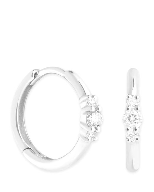 Astrid & Miyu White And Diamond Triple Stone Hoops