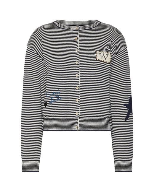 Weekend by Maxmara Gray Striped Crew-Neck Cardigan