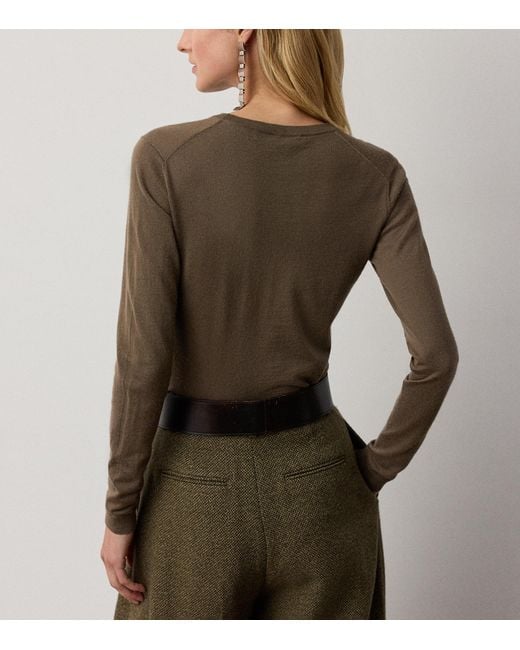 Ralph Lauren Brown Cashmere Crewneck Sweater