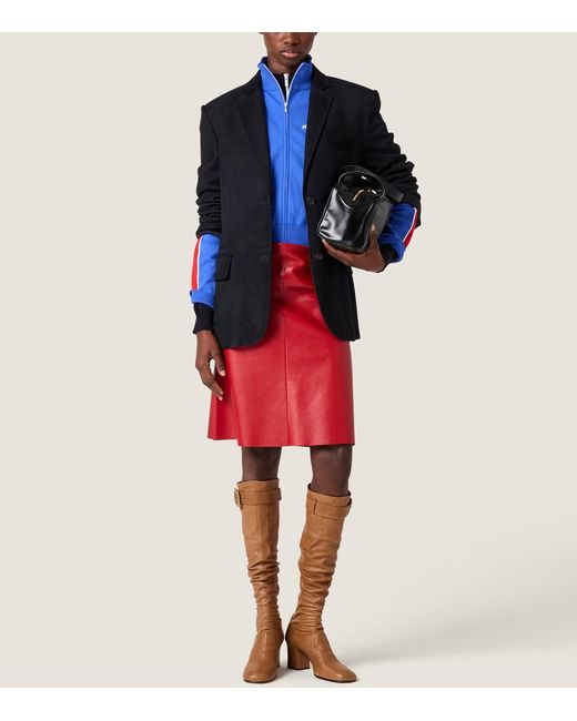 Miu Miu Blue Logo Zip-Up Jacket