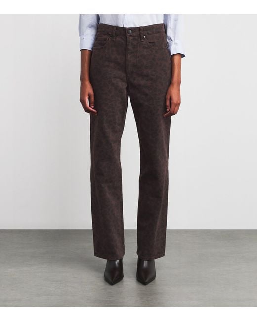 Rag & Bone Brown Leopard Shea Straight High-Rise Jeans