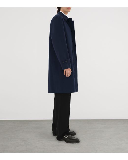 Burberry Blue Long Gabardine Car Coat for men
